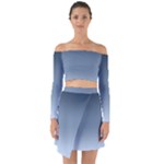 Faded Denim Blue Ombre Gradient Off Shoulder Top with Skirt Set