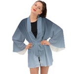Faded Denim Blue Ombre Gradient Long Sleeve Kimono