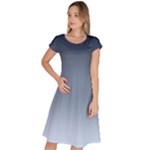 Faded Denim Blue Ombre Gradient Classic Short Sleeve Dress