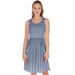 Faded Denim Blue Ombre Gradient Knee Length Skater Dress With Pockets