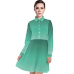 Biscay Green Gradient Ombre Long Sleeve Chiffon Shirt Dress