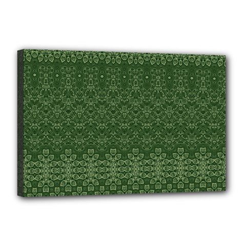Boho Fern Green Pattern Canvas 18  x 12  (Stretched) from ArtsNow.com