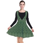 Boho Fern Green Pattern Plunge Pinafore Dress
