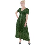 Boho Fern Green Pattern Button Up Short Sleeve Maxi Dress