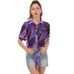 Purple Abstract Art Tie Front Shirt 