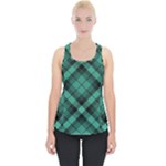 Biscay Green Black Plaid Piece Up Tank Top