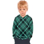 Biscay Green Black Plaid Kids  Overhead Hoodie