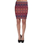 Boho Light Brown Blue Pattern Bodycon Skirt