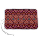 Boho Light Brown Blue Pattern Pen Storage Case (S)