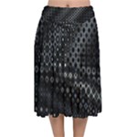 Black Abstract Pattern Velvet Flared Midi Skirt