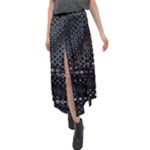 Black Abstract Pattern Velour Split Maxi Skirt