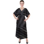 Black Abstract Pattern V-Neck Boho Style Maxi Dress