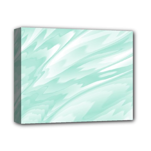 Biscay Green White Feathered Swoosh Deluxe Canvas 14  x 11  (Stretched) from ArtsNow.com