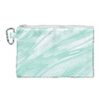Biscay Green White Feathered Swoosh Canvas Cosmetic Bag (Large)