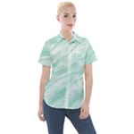 Biscay Green White Feathered Swoosh Women s Short Sleeve Pocket Shirt