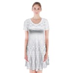 Boho White Wedding Pattern Short Sleeve V-neck Flare Dress