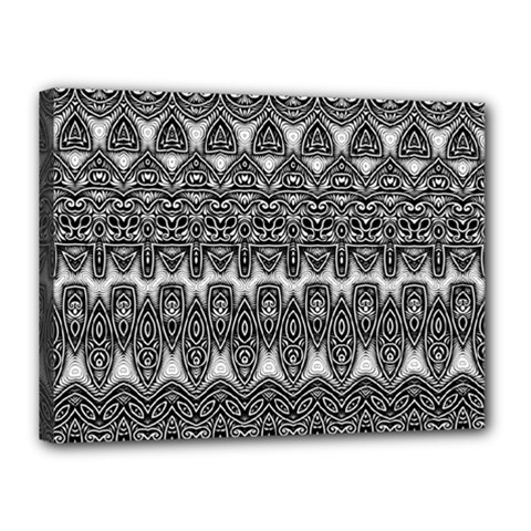 Boho Black and White Pattern Canvas 16  x 12  (Stretched) from ArtsNow.com