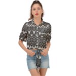 Boho Black and White Pattern Tie Front Shirt 