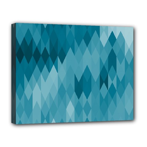 Cerulean Blue Geometric Patterns Canvas 14  x 11  (Stretched) from ArtsNow.com