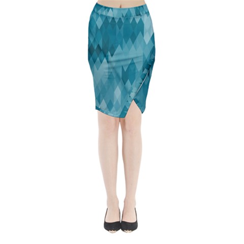 Cerulean Blue Geometric Patterns Midi Wrap Pencil Skirt from ArtsNow.com