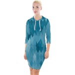 Cerulean Blue Geometric Patterns Quarter Sleeve Hood Bodycon Dress