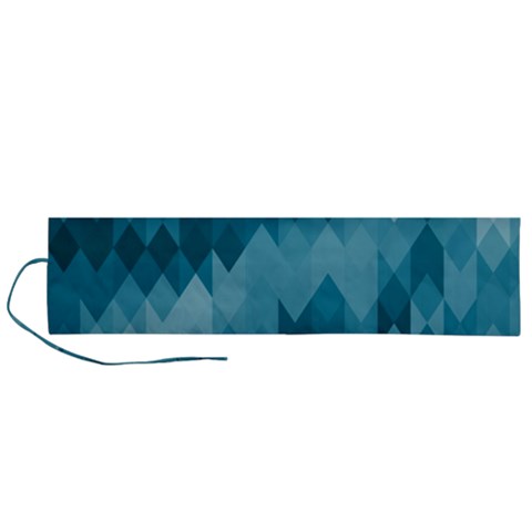 Cerulean Blue Geometric Patterns Roll Up Canvas Pencil Holder (L) from ArtsNow.com