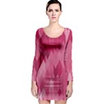 Blush Pink Geometric Pattern Long Sleeve Bodycon Dress