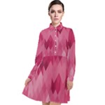 Blush Pink Geometric Pattern Long Sleeve Chiffon Shirt Dress