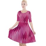 Blush Pink Geometric Pattern Quarter Sleeve A-Line Dress