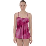 Blush Pink Geometric Pattern Babydoll Tankini Set