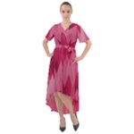 Blush Pink Geometric Pattern Front Wrap High Low Dress