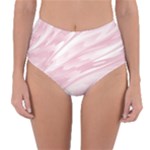 Pastel Pink Feathered Pattern Reversible High-Waist Bikini Bottoms