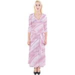 Pastel Pink Feathered Pattern Quarter Sleeve Wrap Maxi Dress