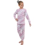 Pastel Pink Feathered Pattern Kids  Long Sleeve Set 