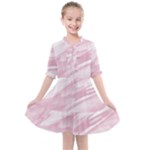 Pastel Pink Feathered Pattern Kids  All Frills Chiffon Dress