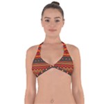 Boho Orange Tribal Pattern Halter Neck Bikini Top