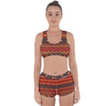 Boho Orange Tribal Pattern Racerback Boyleg Bikini Set