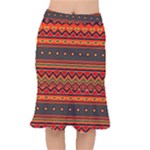 Boho Orange Tribal Pattern Short Mermaid Skirt