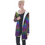 Abstract Psychedelic Pattern Longline Hooded Cardigan