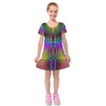 Abstract Psychedelic Pattern Kids  Short Sleeve Velvet Dress
