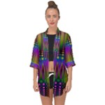 Abstract Psychedelic Pattern Open Front Chiffon Kimono