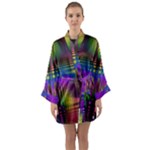 Abstract Psychedelic Pattern Long Sleeve Satin Kimono