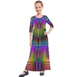 Abstract Psychedelic Pattern Kids  Quarter Sleeve Maxi Dress