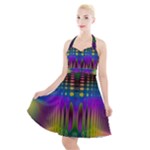 Abstract Psychedelic Pattern Halter Party Swing Dress 