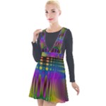 Abstract Psychedelic Pattern Plunge Pinafore Velour Dress