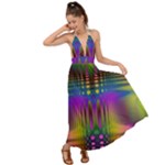 Abstract Psychedelic Pattern Backless Maxi Beach Dress