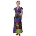 Abstract Psychedelic Pattern Flutter Sleeve Maxi Dress