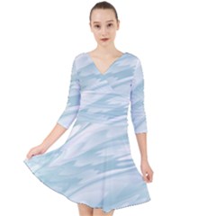 Quarter Sleeve Front Wrap Dress 