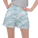 Light Blue Feathered Texture Ripstop Shorts