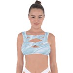 Light Blue Feathered Texture Bandaged Up Bikini Top